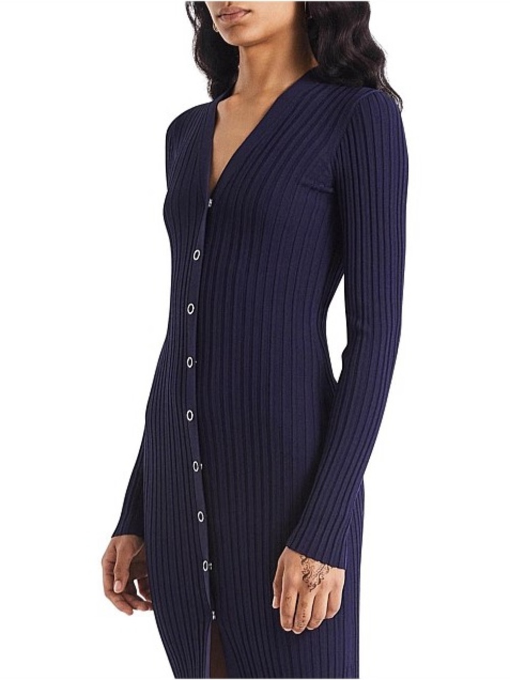 Dion Lee Navy Ribbed Corset Knit Dress (Missing Button – Priced Accordingly)